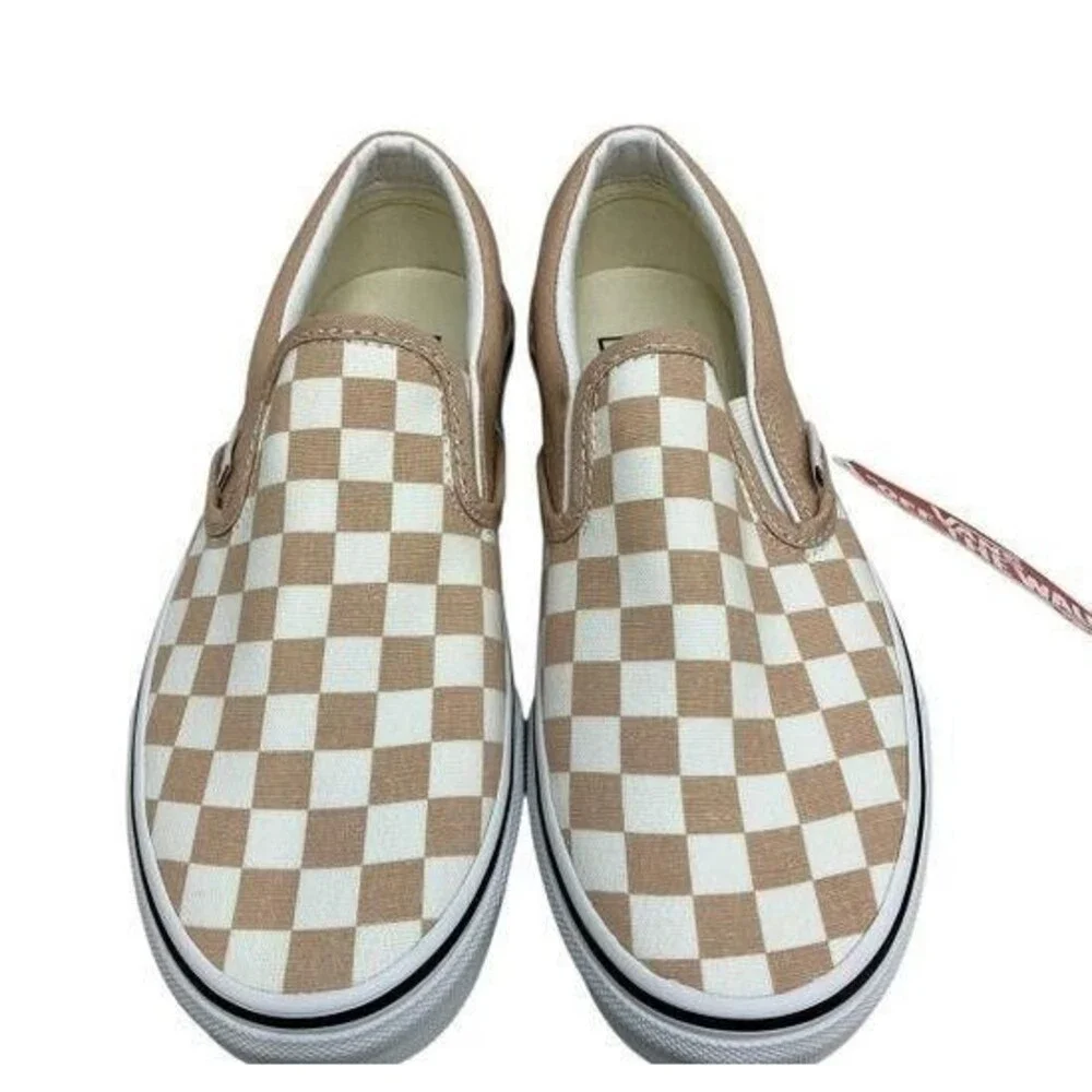 Vans Classic Brown Checkerboard Frappe Slip On Sneakers NIB Size 4.5M/6W
